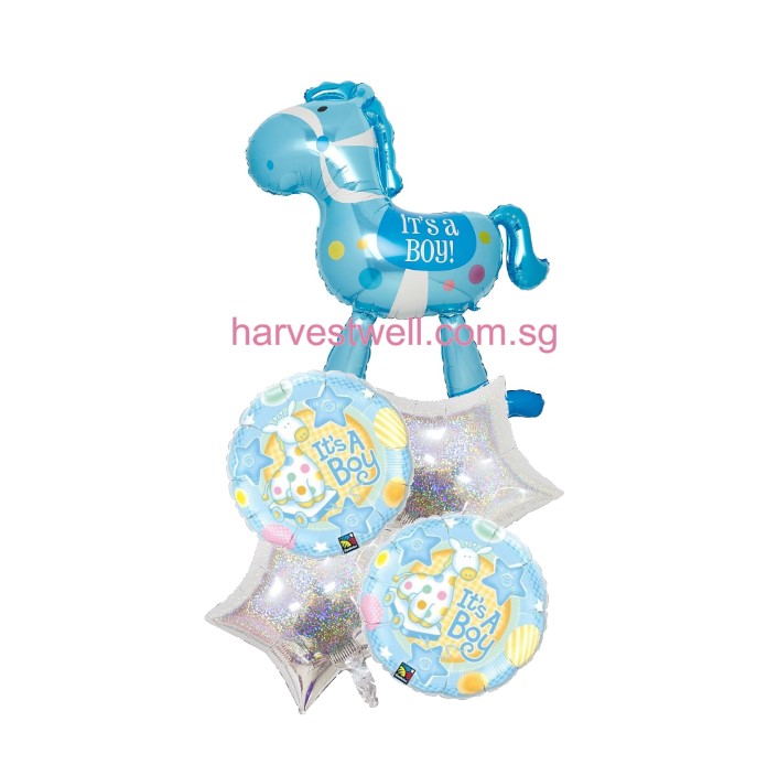Rocking Horse - It's a boy Balloon Bouquet Singapore